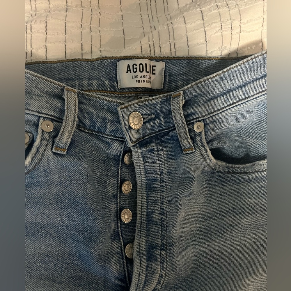 AGOLDE high waisted light wash skinny jeans - Picture 1 of 3